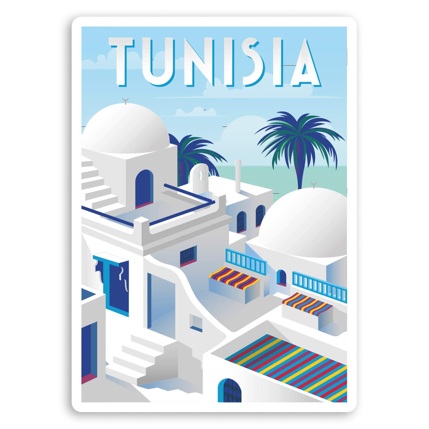 Destination Vinyl Ltd Multi 2 X 10Cm Beautiful Tunisia Vinyl Stickers - North Africa Luggage Sticker #34581 (10Cm Tall)