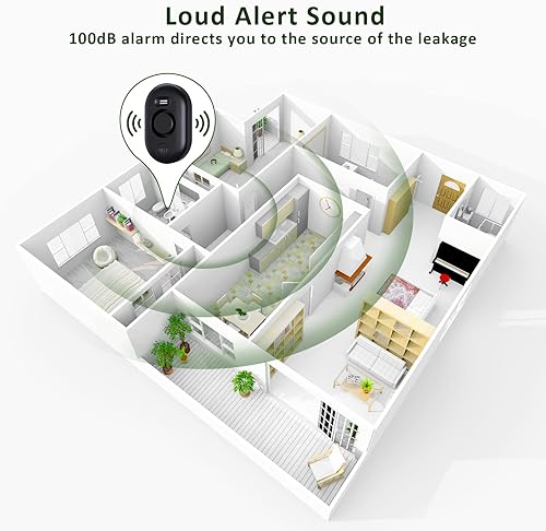 Miniatura 4 de Detector de fugas de agua Sensor de alarma Monitor de inundación de agua en el hogar, Monitoreo inteligente de desbordamiento de fregadero Alerta de