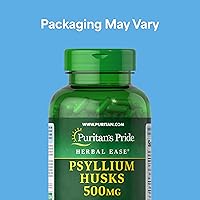 Vista 2 de Puritan's Pride Herbal Ease - Cáscaras de psyllium de 500 mg, suplemento dietético para apoyo a la salud digestiva, colon y corazón, cápsulas