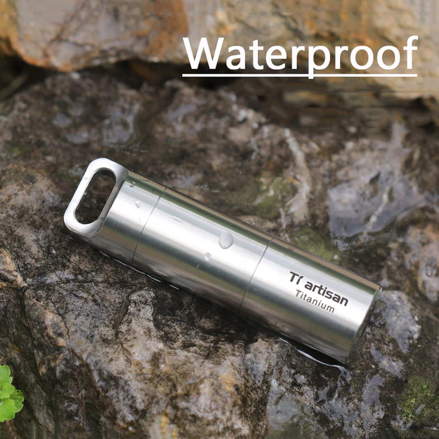 Discreet Pill Container for Keychain Titanium, Waterproof Pill Capsule Fob Bottle, Travel Pill Case Organizer, Outdoor Emergency Pill Holder EDC Pill Box, Compact Daily Pill Carrier