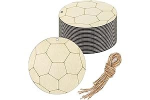 20 Pack Wooden Soccer Cutouts Crafts, DIY Ornaments for Soccer Themed Party Decoration, Gift Tags