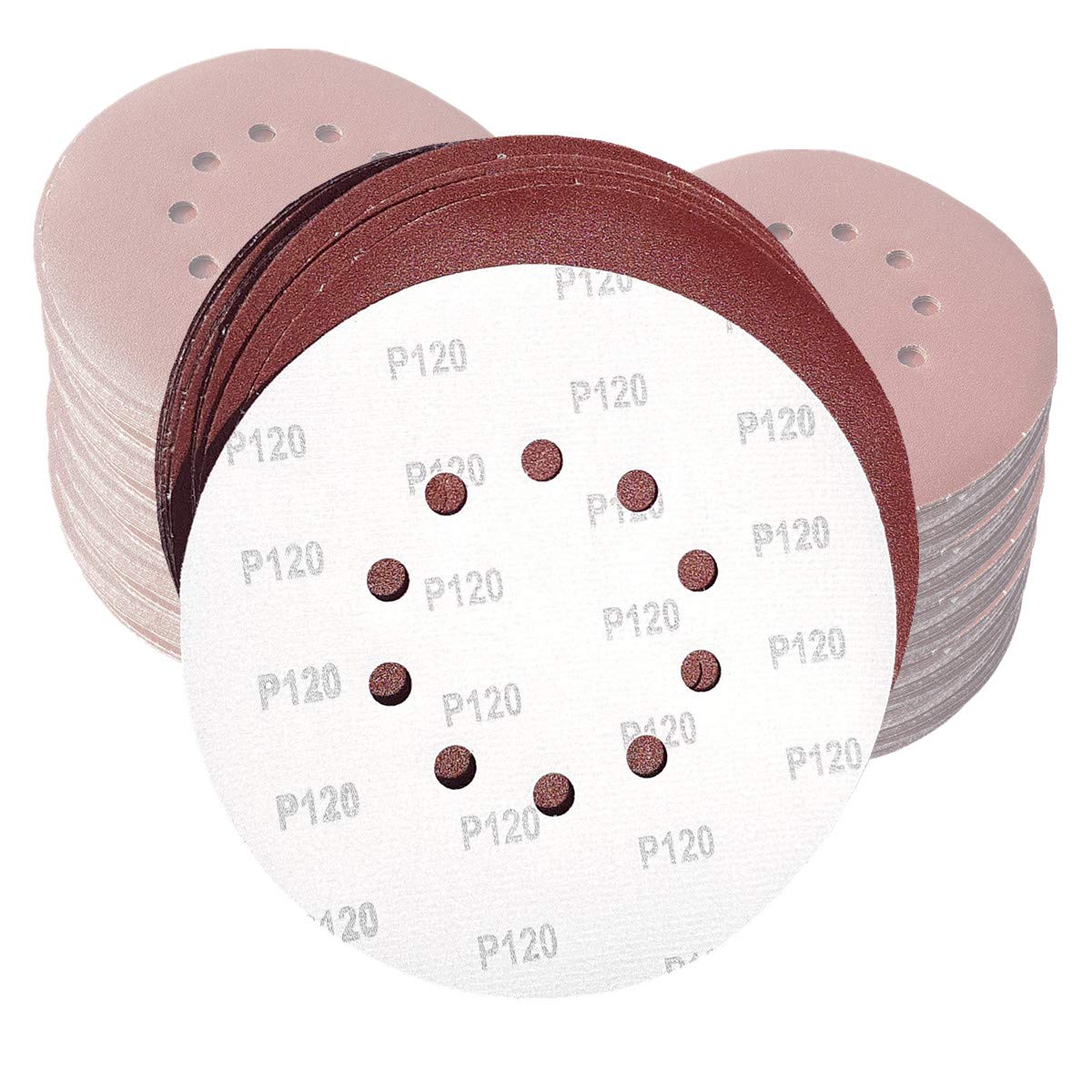 50 discos de lija de KLETT de 225 mm de diámetro, con 10 agujeros, grano P120, lijadora excéntrica, lijadora de cuello largo de Bohrfux