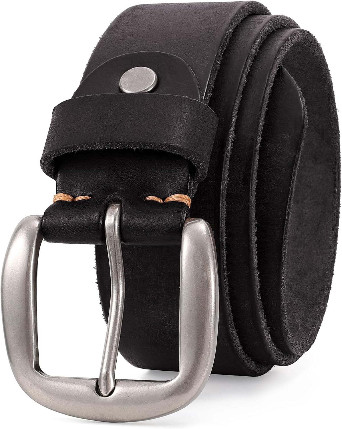 Mens Belts Leather, Thicken Full Grain Leather Belt Heavy Duty for Work, Real Handmade Italian Cowhide with Gift Box