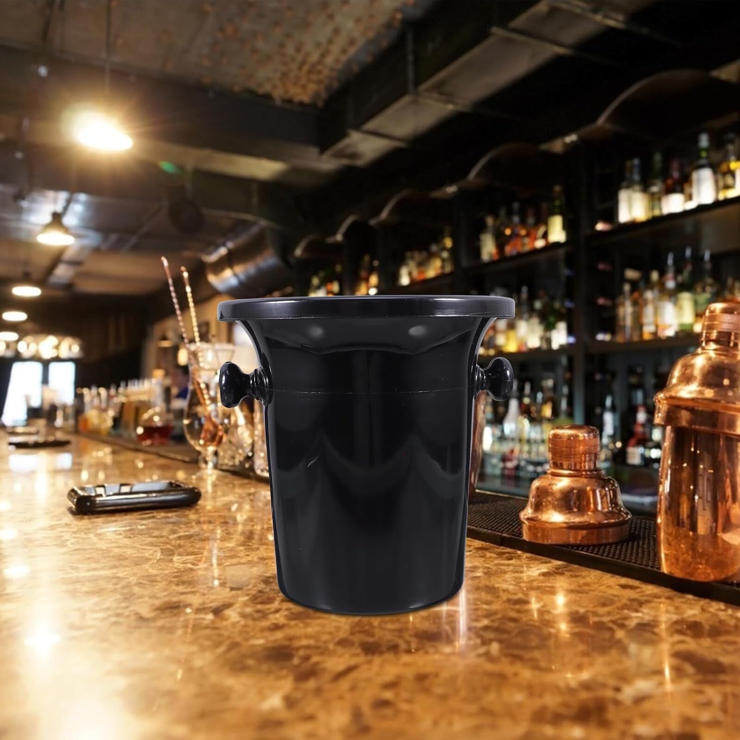 NOLITOY 4個 ワインテイスティング用厚手吐酒桶 黒色両耳付きアイスペール バーや試飲会に