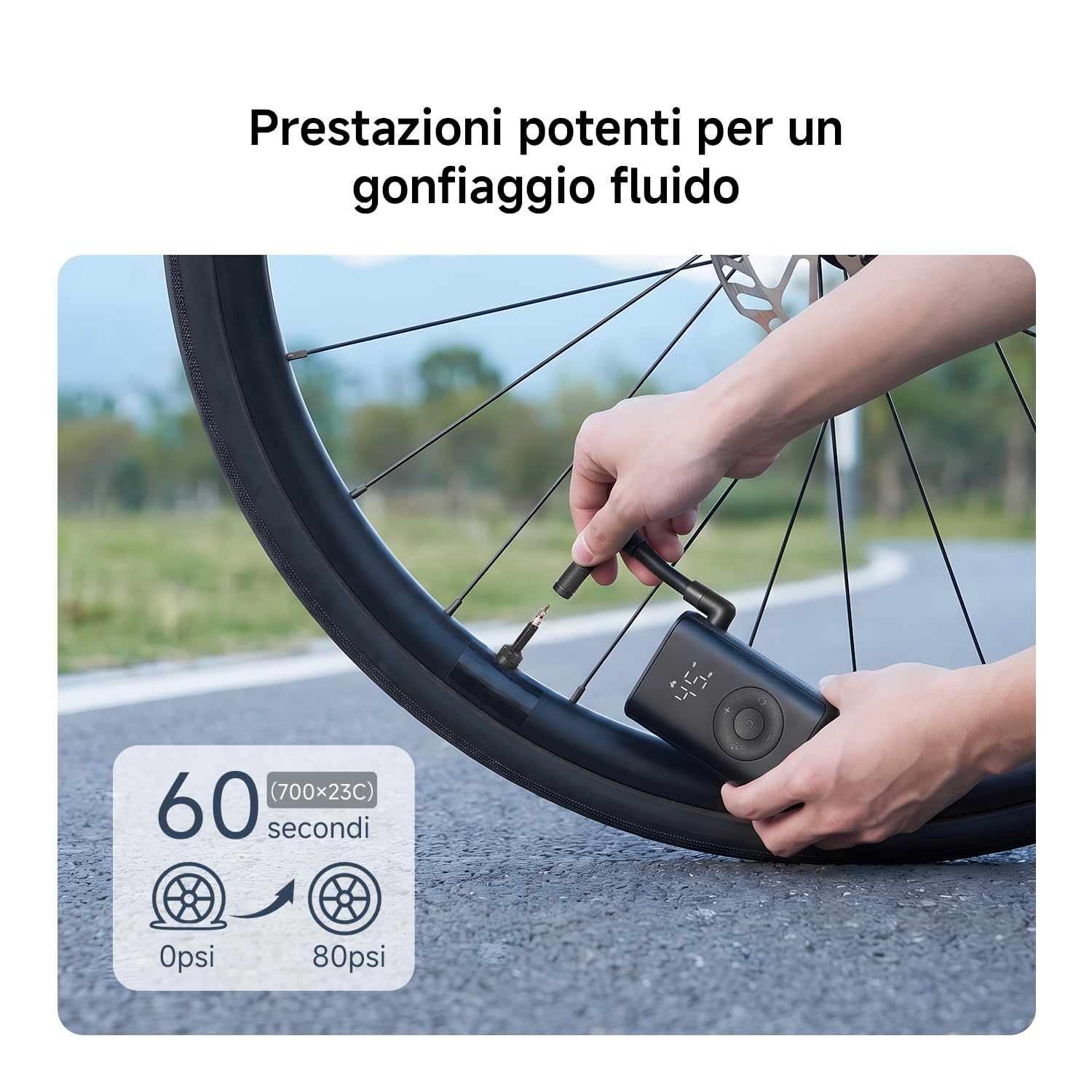 Xiaomi Mijia Compressore d'aria elettrico portatile compatto 150PSI Gonfiatore per pneumatici senza fili con schermo, luce LED Pompa d'aria per biciclette, moto, palloni, monopattini elettrici