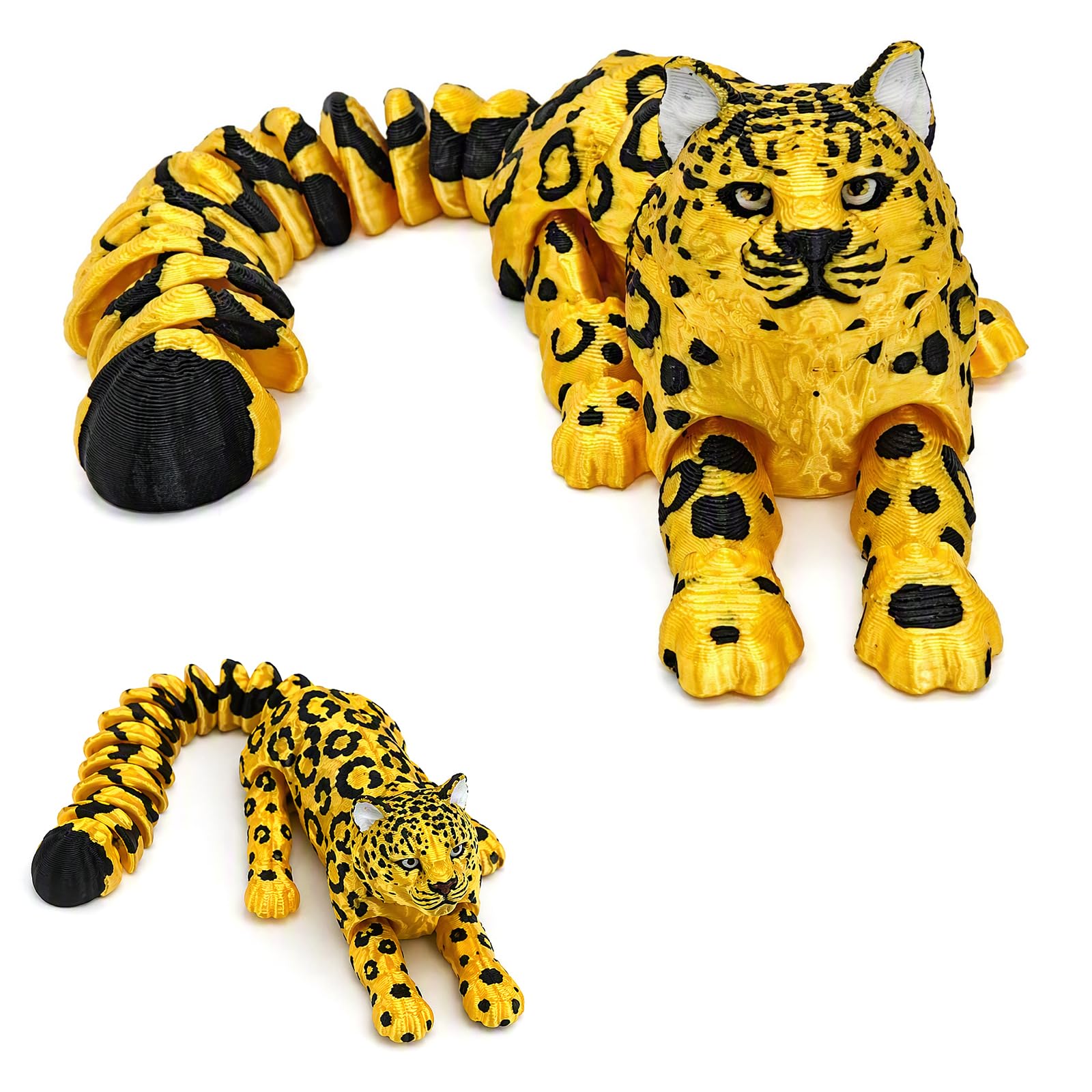 ACnuov 21cm 3D Printed Snow Leopard Articulated Fidget Toy for Desk Decor
