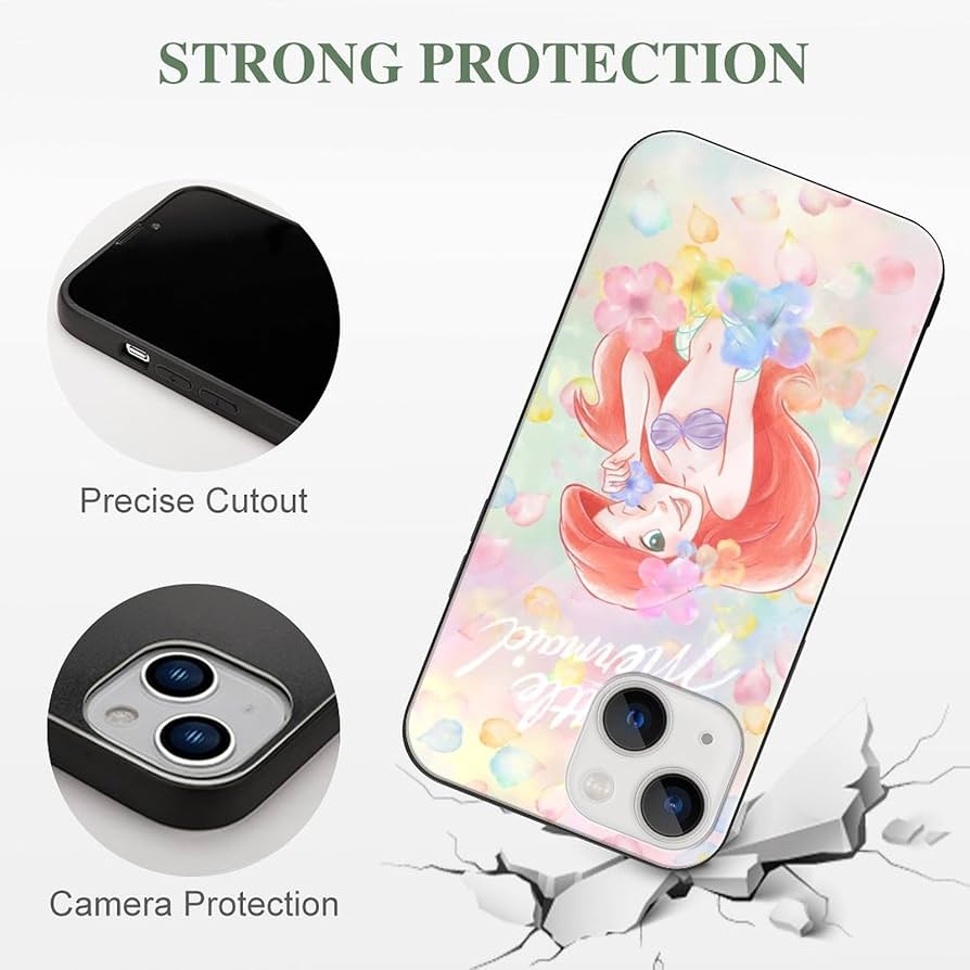 アリエル スマホケース 新品 iPhone15 Pro ガラス手帳型ケース ディズニー アリエル iPhone
