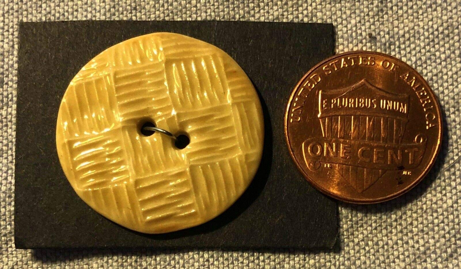 Buttons Decorative DIY Sewing Craft - ONE Large Hand-Crafted Ceramic Yellowish Beige Sew-Through Button 1" 25.2mm 9112 from HotSaleStore