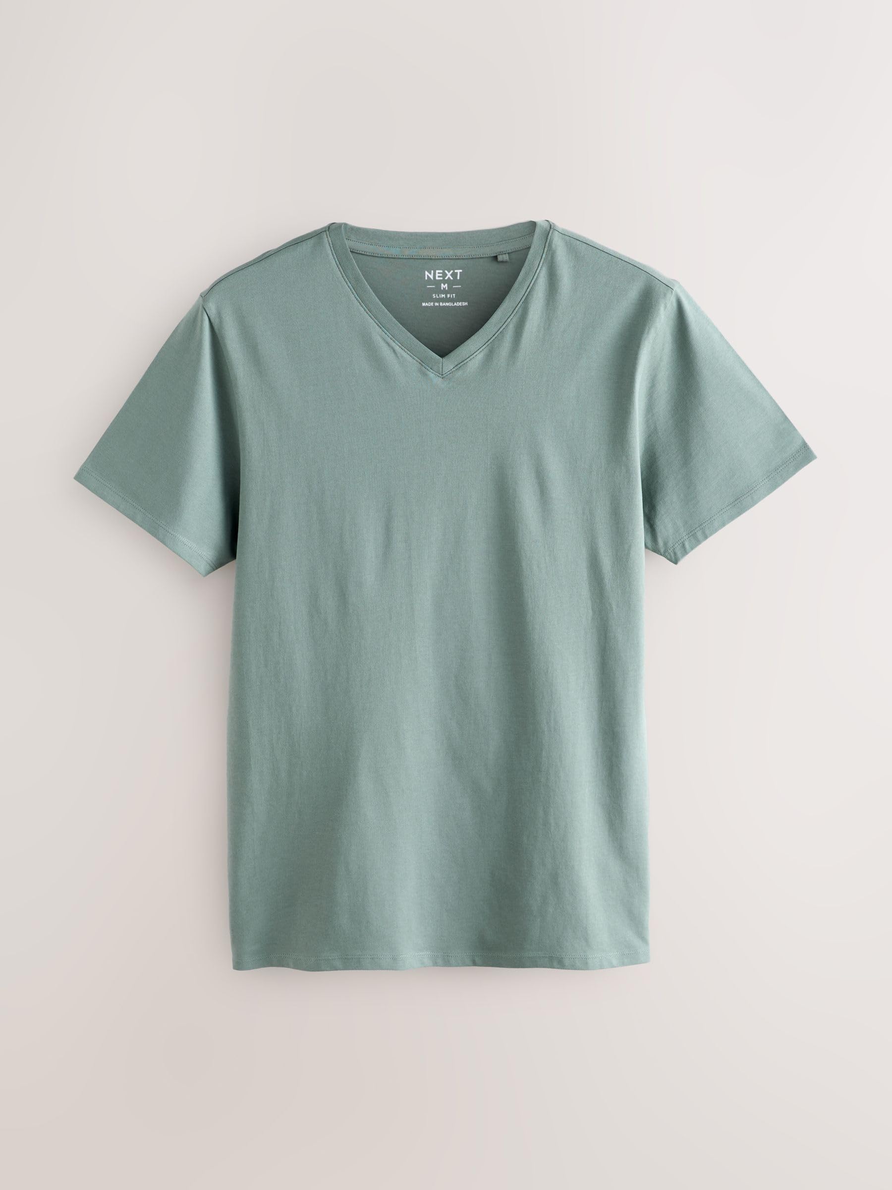 NEXT Hombres Pack de 5 Camisetas Interiores de Corte Slim con Cuello de Pico 100% algodón