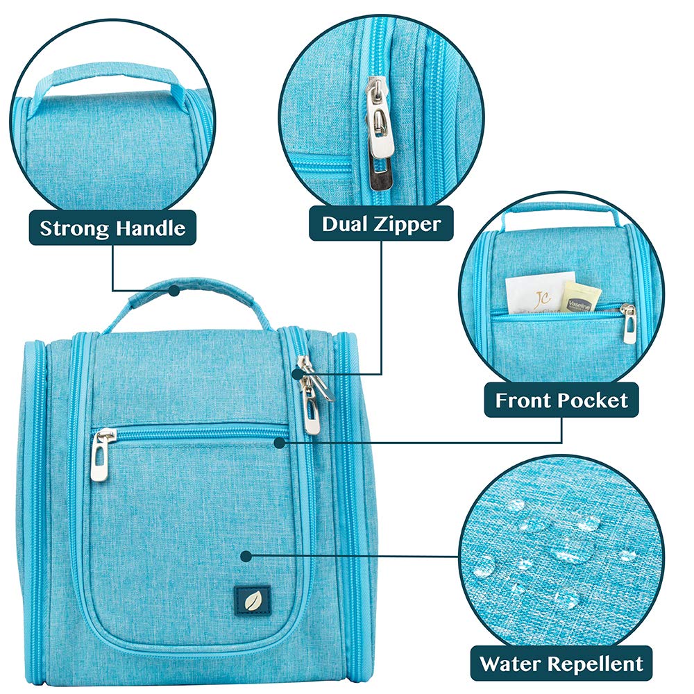 PAVILIA Beauty case da viaggio da appendere per donne e uomini, organizer per articoli da toeletta da bagno, Turchese, Standard (9x4x9), Beauty case