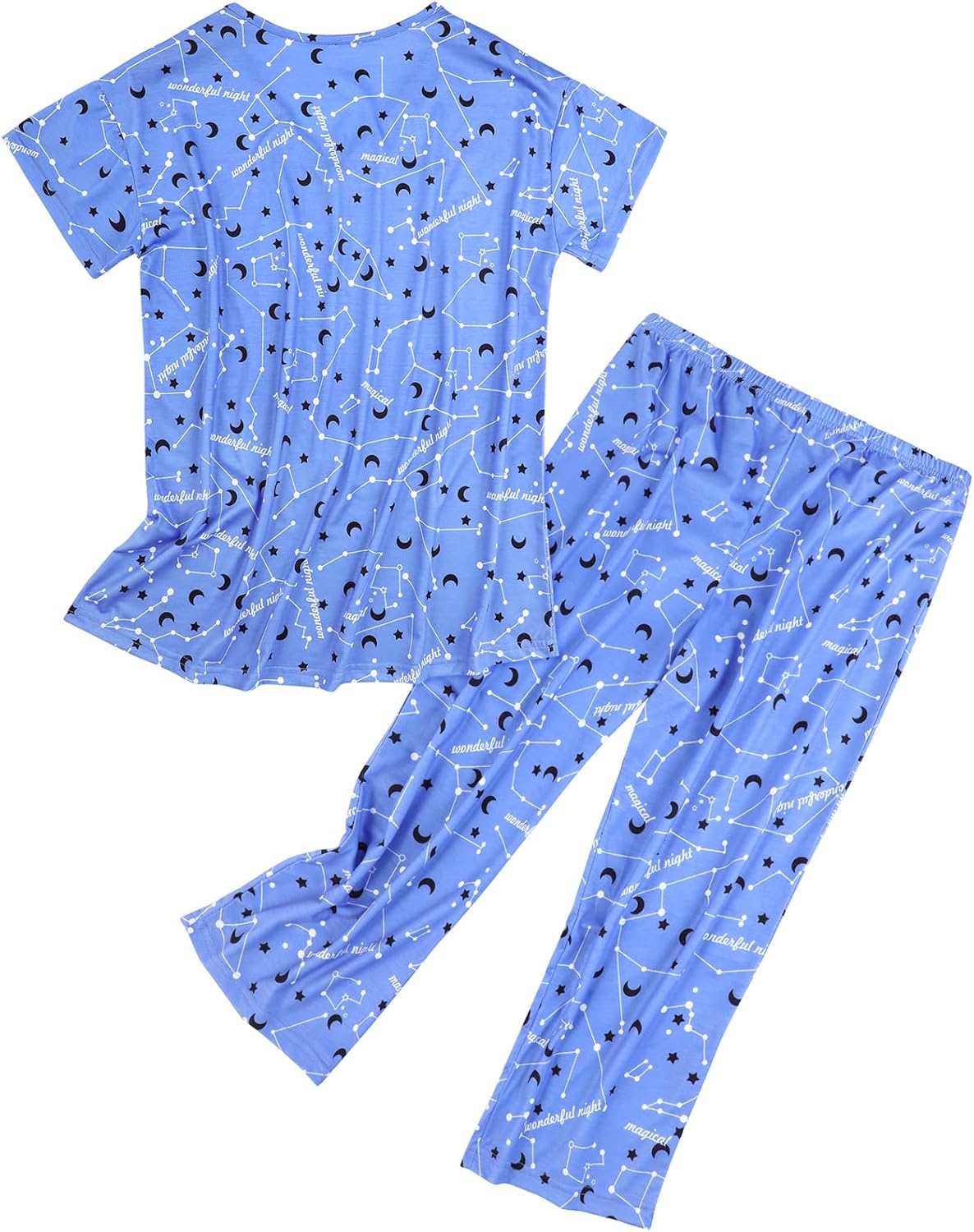 Century Star Women Summer Pajamas Soft Sleepwear Top with Capri Pants Ladies Short Sleeve Cotton Pajamas Sets - Image 2