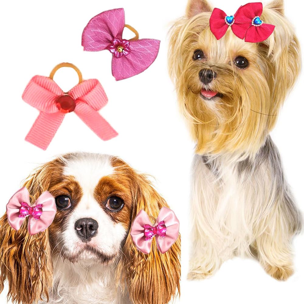 Lot de 40 nœuds pour chiens avec élastiques, nœud de poils de chiens, pour cheveux pour chiens, accessoires de toilettage pour l'utilisation quotidienne des animaux domestiques pendant les