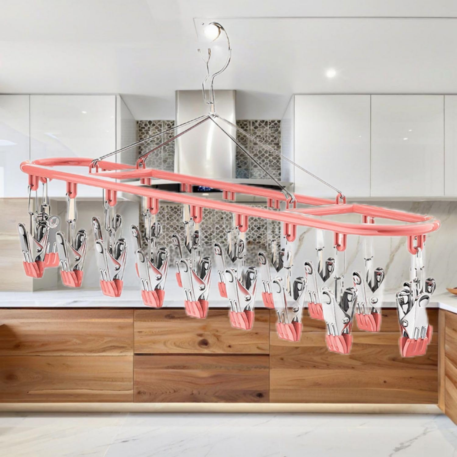 阳台晾袜子神器不锈钢多功能凉衣夹子袜夹挂袜架晒内衣内裤的架子 KCookware Accessories - 1717