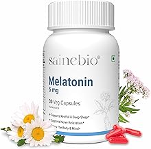 Sainebio Melatonin 5mg Sleep Support - With Ashwagandha, L-Theanine, Valerian Root ( Tagar ), Chamomile, L Threonine & Herbal Extracts | Natural Sleep Aid for Deep, Restful Recovery | Promotes Deep Sleep | Enhances Sleep Quality | Improves Mood | Helps in