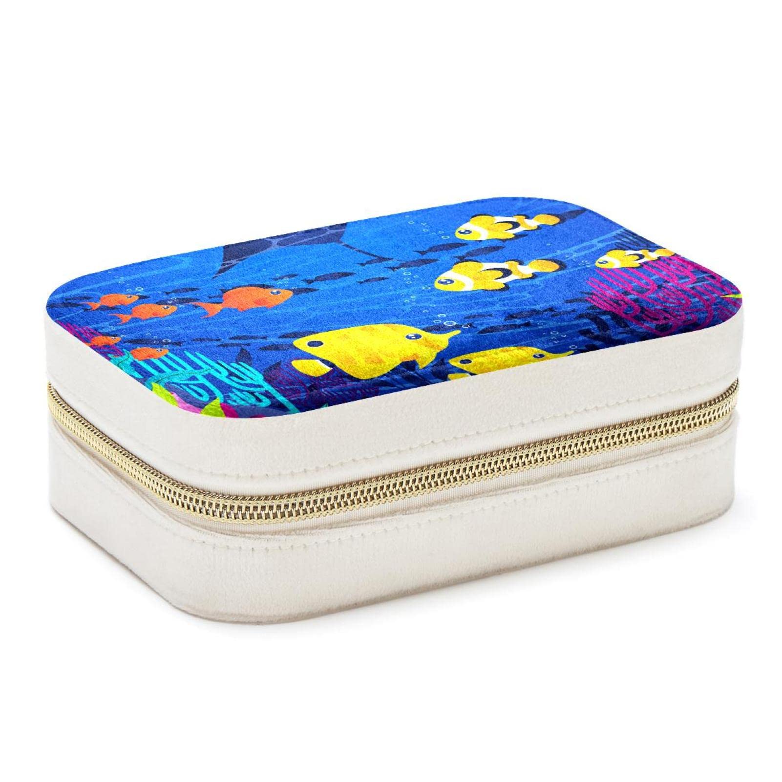 Boîte à bijoux sous-marine bleue pour voyage et rangement bagues