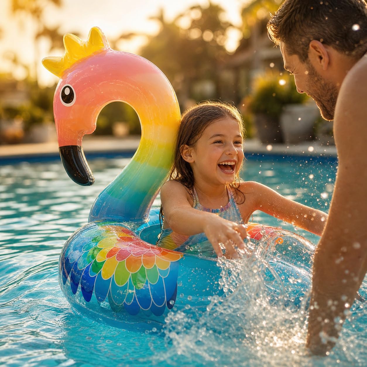 Bouée Flamant Enfant 55 Cm – Anneau De Natation Gonflable Pour Piscine, Plage, Fête D'été, De 2 à 6 Ans