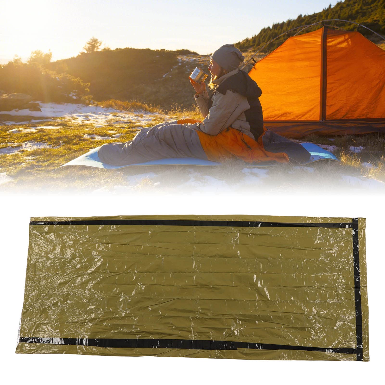 RTLR worek biwakowy 0,03 mm PE folia aluminiowa survivalowa śpiwór wygodny bezpieczny odporny na rozerwanie z workiem do przechowywania
