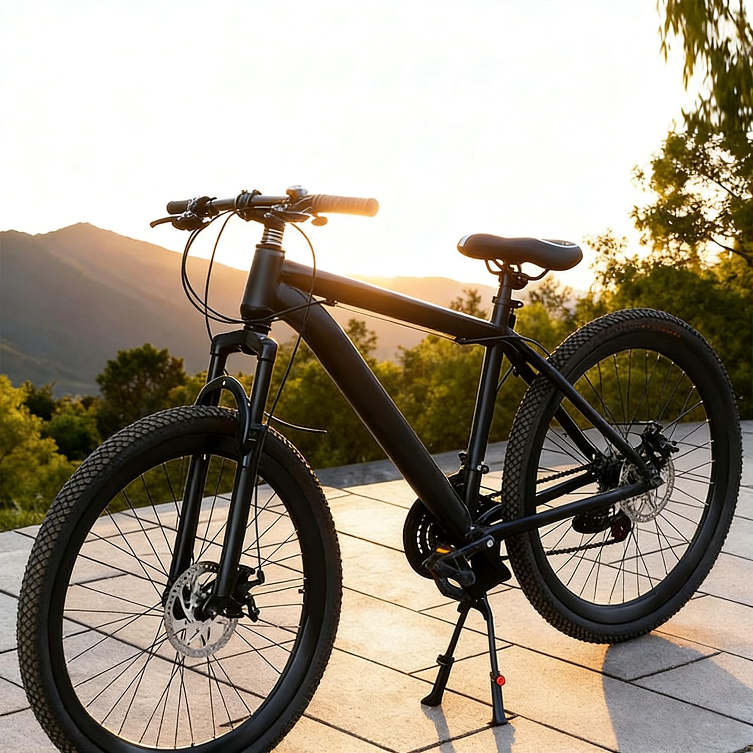 Cavalletto Bici a Doppia Gamba - 1 Pezzo, Nero, Cavallettoer per Bicicletta Regolabile, Supporto a due Gambe, Adatto a Diversi Tipi di Biciclette, tra cui Mountain Bike e Altre
