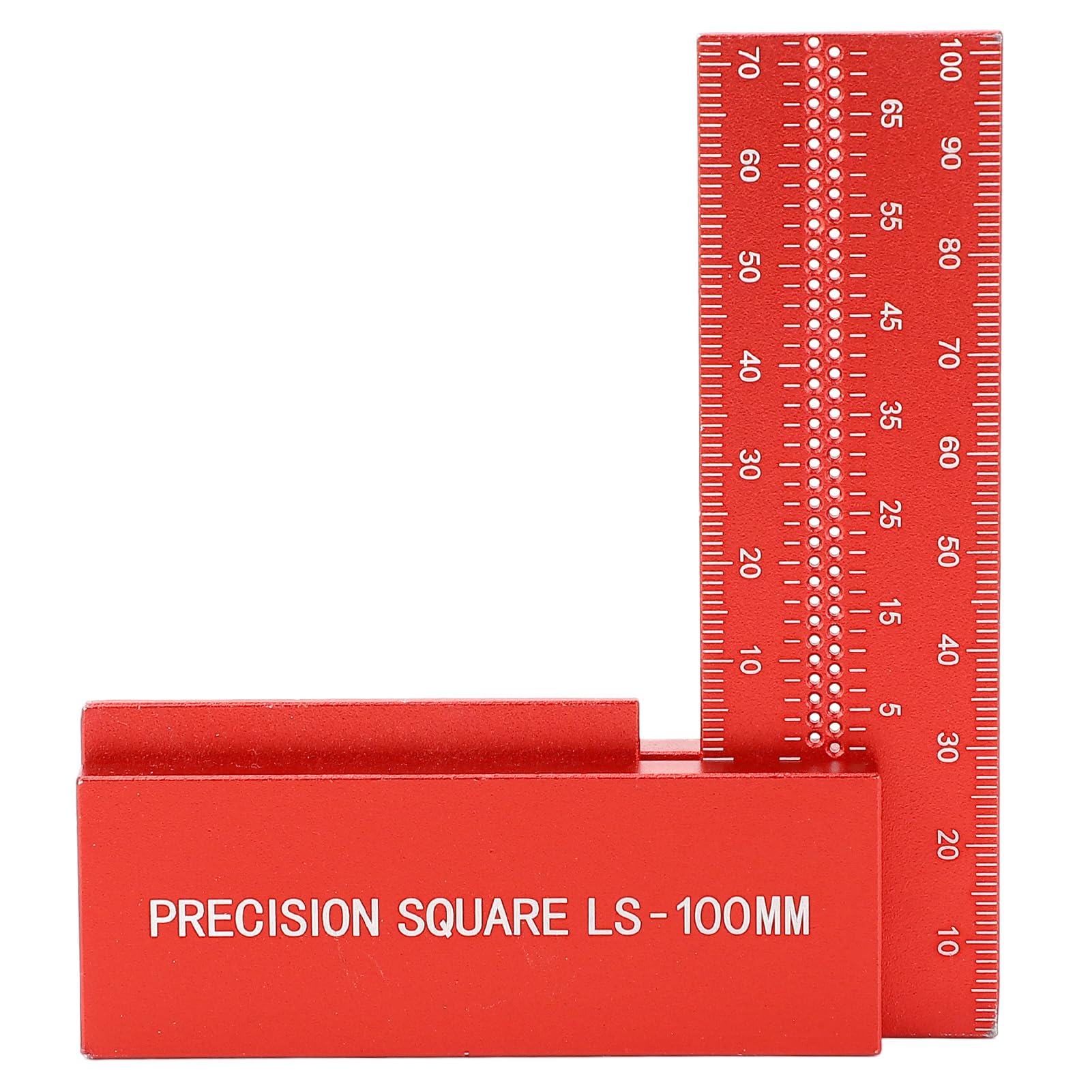 Woodworking Ruler, 100mm Accurate Carpenter Square with with Double Row Hole Design, L Shaped Right Angle Line Measuring Tool, Carpenters Square for Engineer