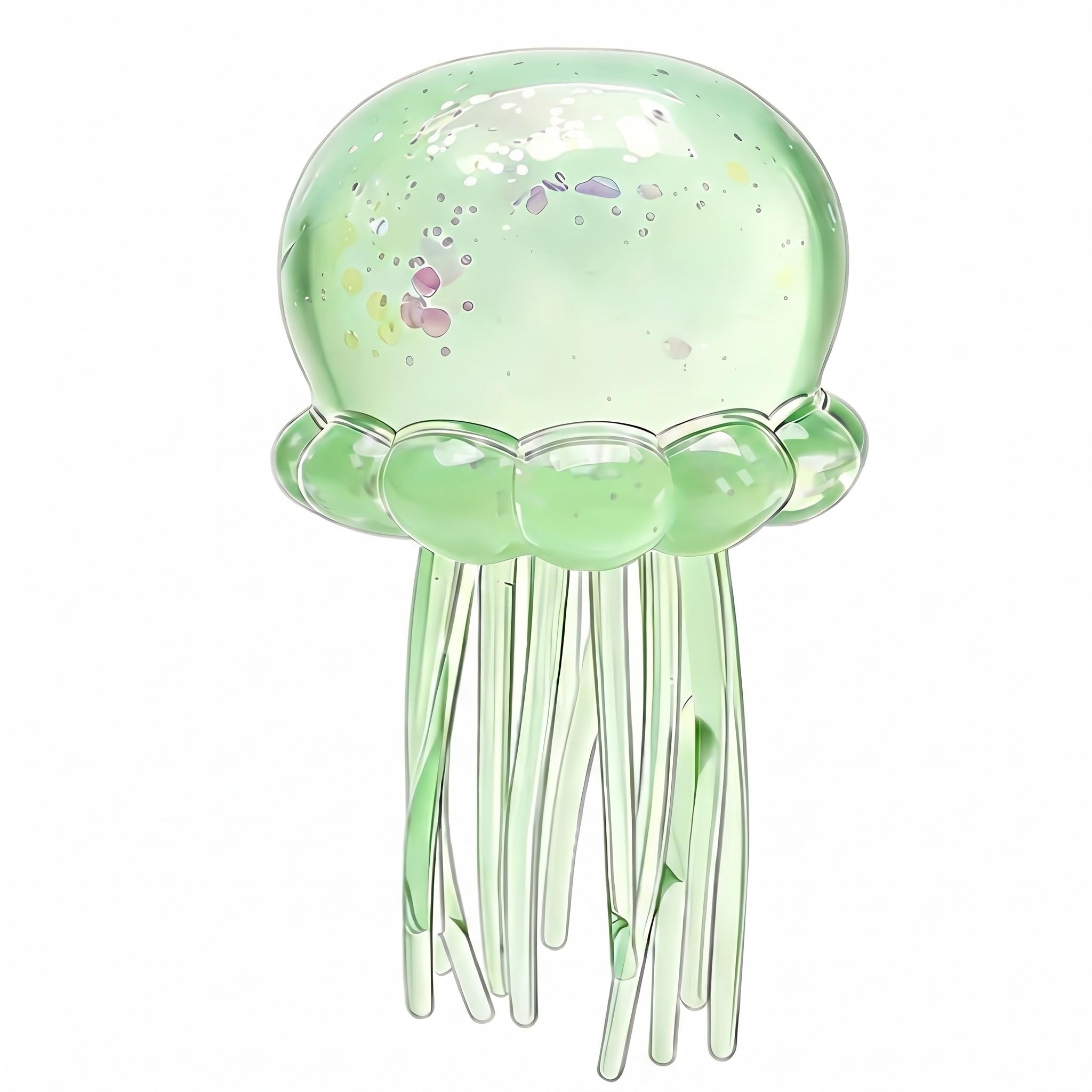 Mtbricey Glitter Jellyfish Squishy Toy Soft TPR Sensory Stress Anxiety Relief Squeeze Ball with Wiggly Tentacles Portable Fidget Toy for Office Travel Adults Autism ADHD Non-Toxic Calming Toy (Green)