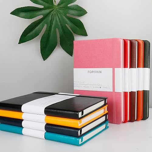 Miniatura 6 de foroxin Cuaderno de diario en blanco, negro, 160 páginas, tamaño mediano de 8.3 x 5.7 pulgadas, papel grueso de 3.53 ozm, tapa dura