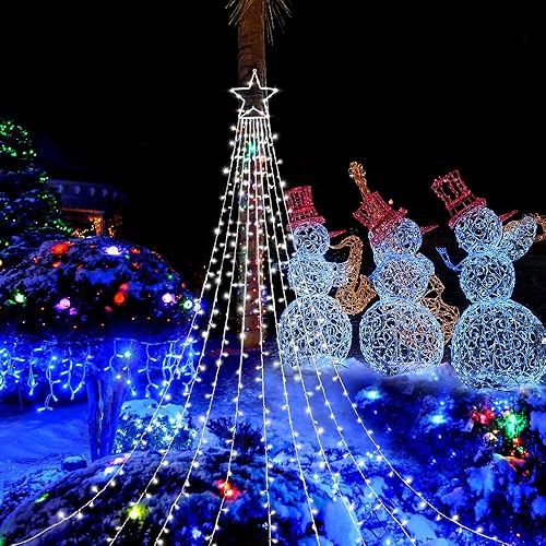 Miniatura 4 de Luces de Navidad para exteriores, 320 luces LED de decoración de Navidad en cascada con 8 modos de iluminación, cadena de luces de estrella al aire