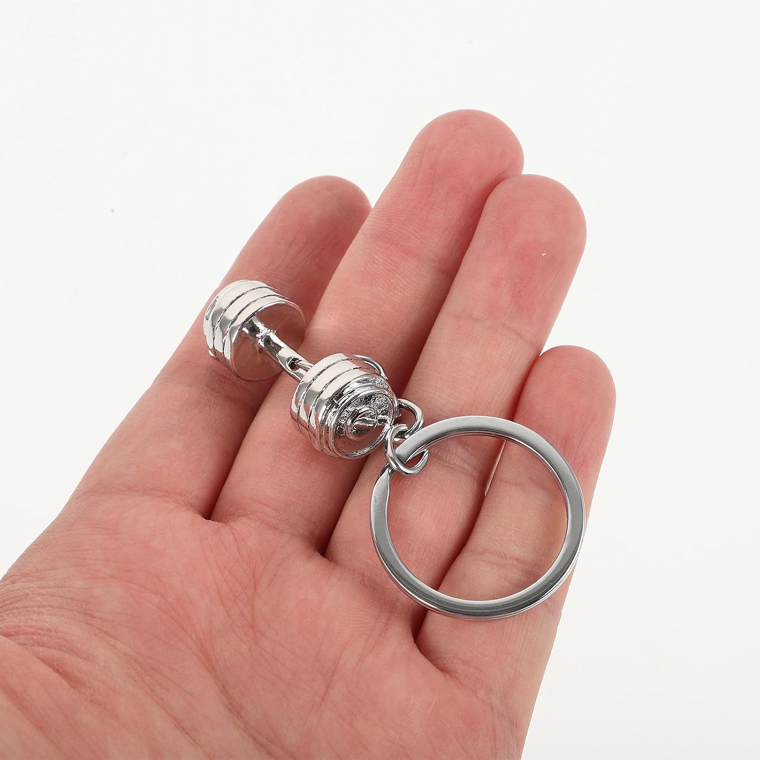 VOSAREA 3 Pcs Dumbbell Key Rings Realistic Ferroalloy Pendants image 4