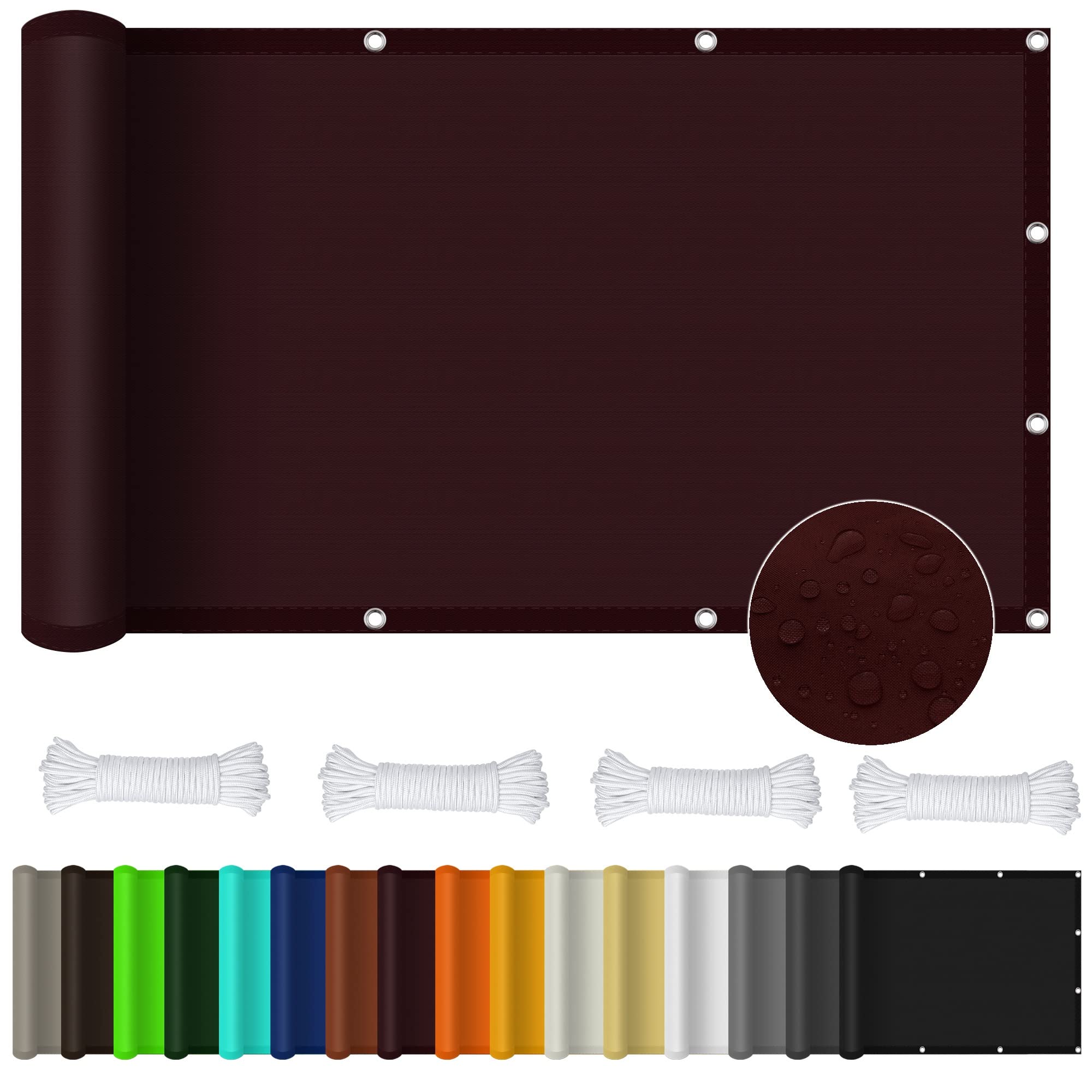Rectangular Toldo Vela de Sombra 3 x 6 m Impermeable Toldos Exterior Terraza con Cuerda Libre para Exterior, Jardín, Terrazas, Vino Tinto