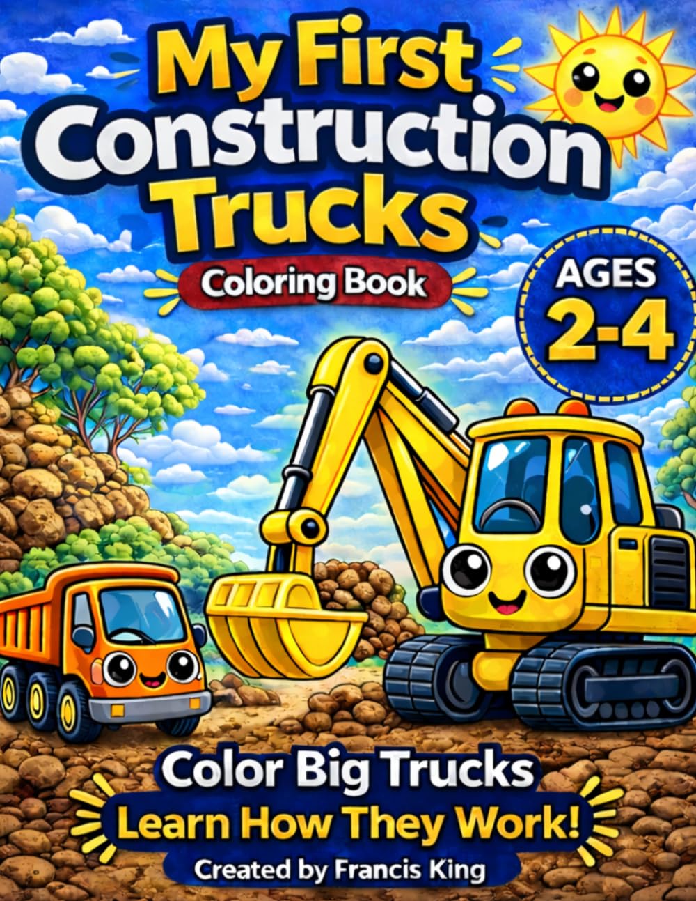 My First Construction Trucks Coloring Book Ages 2-4: Color Big Trucks And Learn How They Work