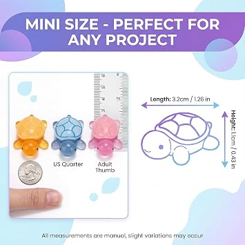 40pcs Luminous Mini Resin Turtles Tiny Glow in The Dark Turtles