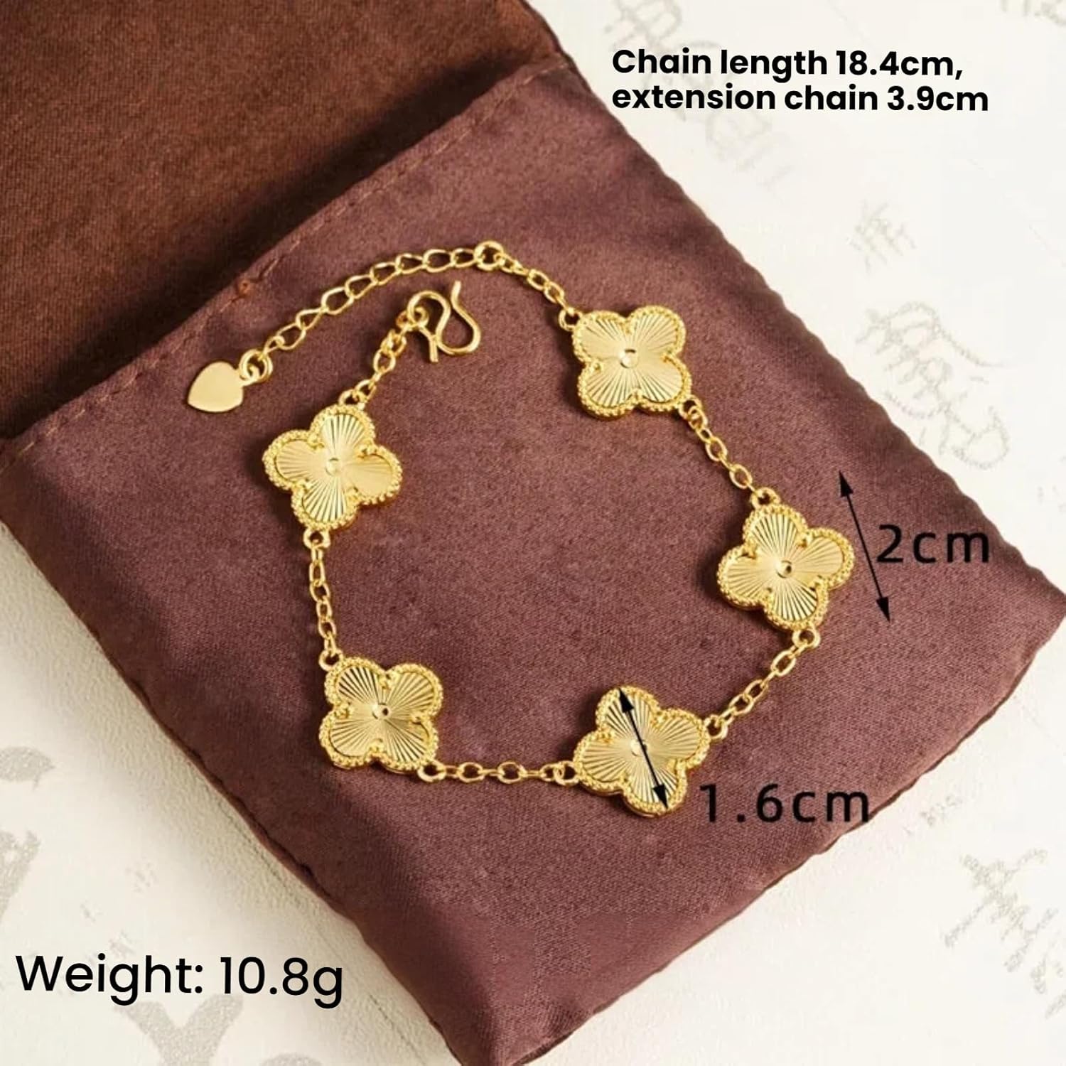 4-Leaf Clover Charm Bracelet for Women, Gold Plated Stainless Steel Dainty Clover Jewelry, Cute Flower Bracelet Set, Fashion Accessories Gift - Image 3