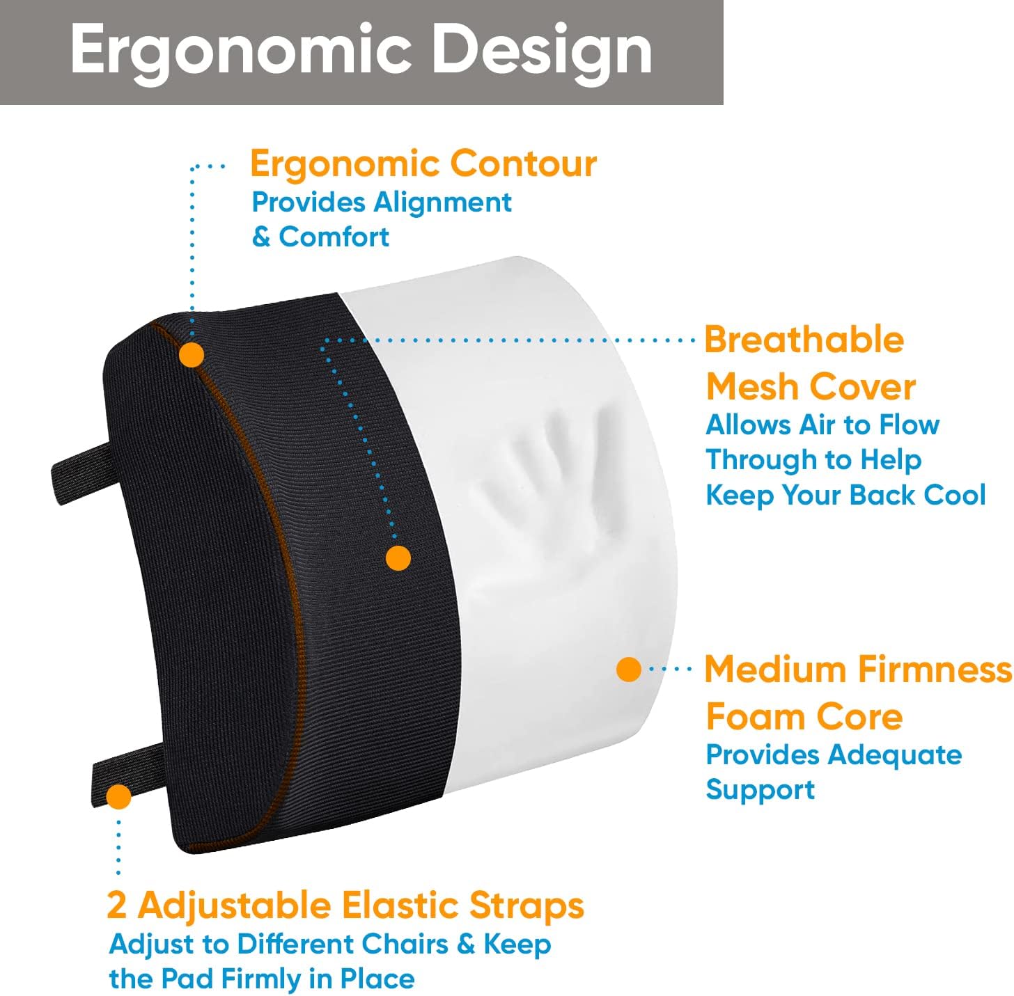 🔥 Cаѕhbасk uр tо 70% Back Support for Office Chair - Memory Foam Lumbar Pillow - Large Perfect Cushion for Car, Computer and Desk Seat