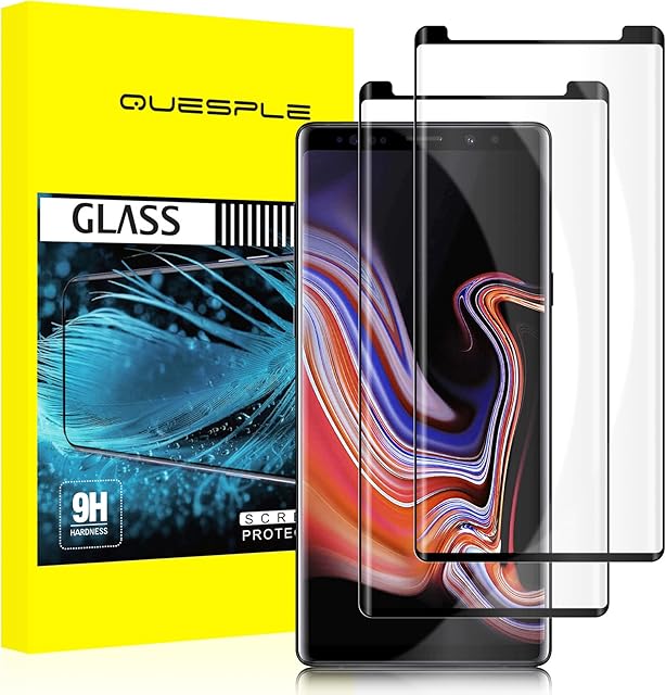 QUESPLE Samsung Galaxy Note 9 Screen Protector [2 Pack], HD Shatterproof Full Coverage Samsung Note 9 Tempered Glass Screen Protector Film, Anti-Scratch/High Sensitivity/Case Friendly
