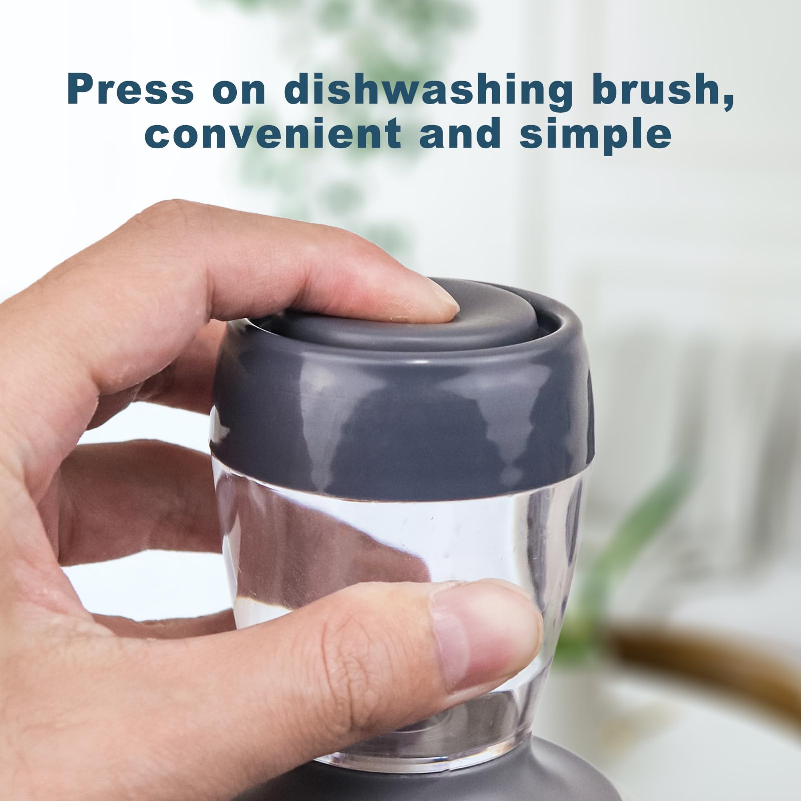 Dish Brush with Soap Dispenser, Dishwashing Heavy Duty Sponge Scrubber Refills Replacement Head - Image 2