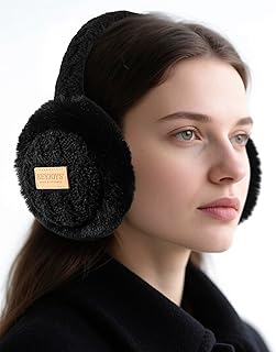 KEYJOYS Ear Muffs for Winter Women Cold Weather, Adjustable Fluffy Folding Earmuffs, Cute Ear Warmers Outdoor Ear Covers