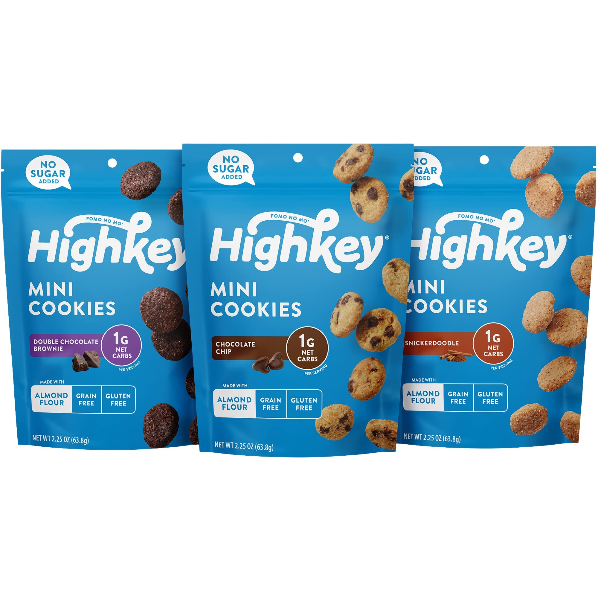HighKey Sugar Free Cookies Variety Pack 6.75oz Keto Snacks Zero Carb