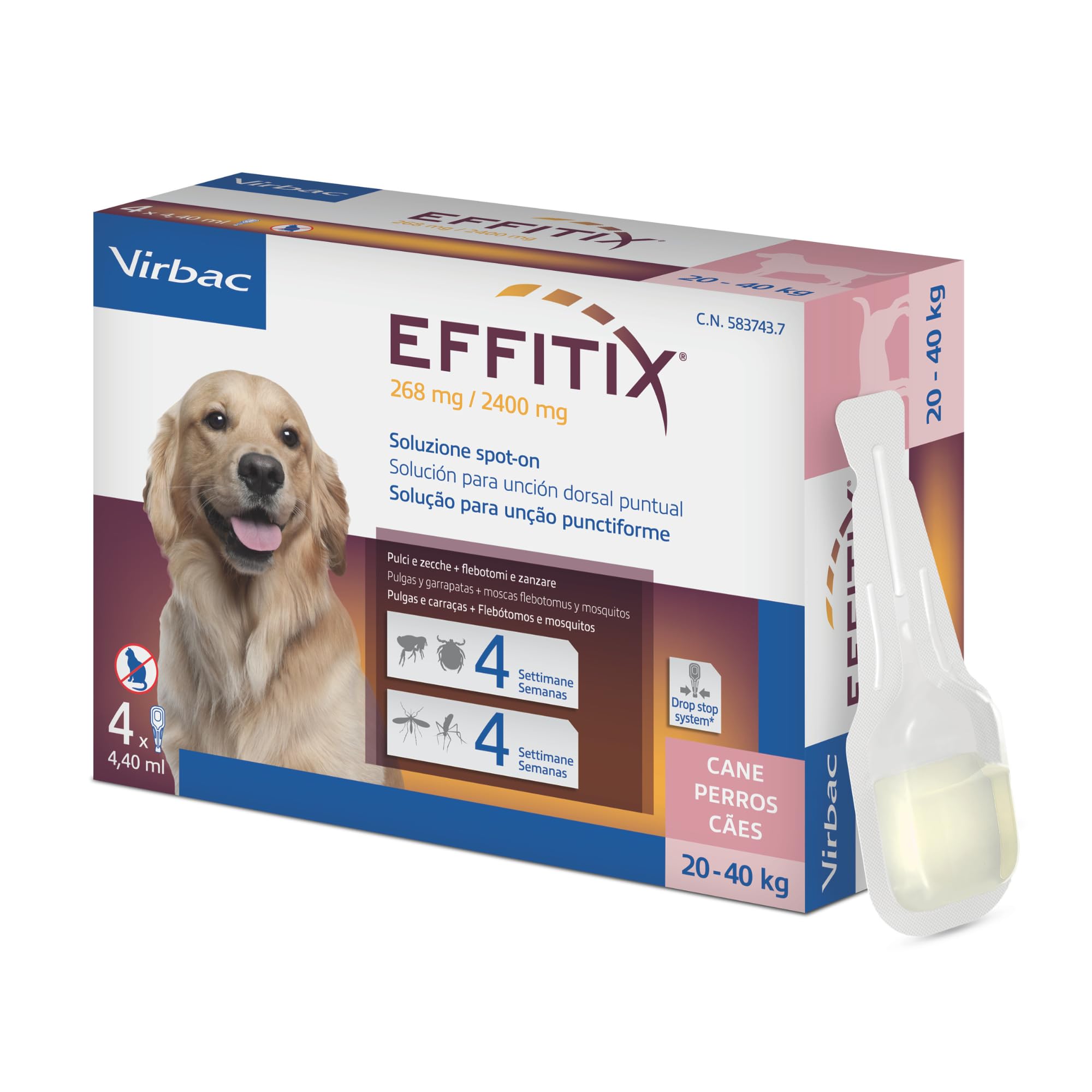 Virbac EFFITIX Spot on L (20-40kg) 24 pipetas