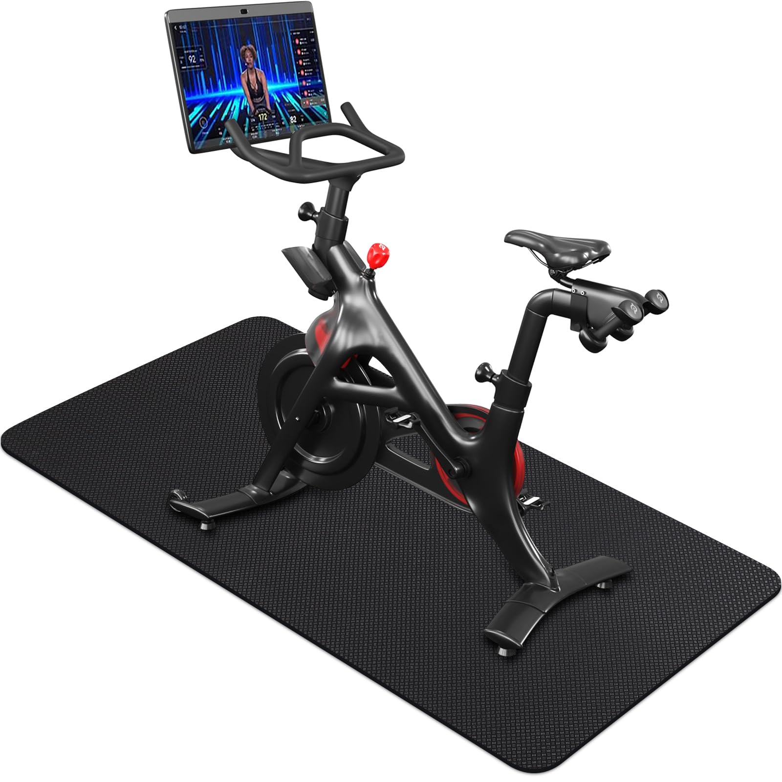 TOBWOLF Double-sided Non-slip Exercise Bike Mat, Heavy Duty 160 x 75 cm Treadmill Mat Floor Protector, Foldable Fitness Walking Pad Mat for Home Gym, Carpet, Compatible for Peloton Bike Mat
