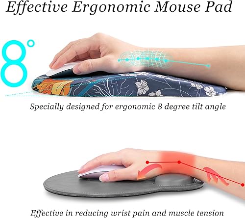 Miniatura 4 de hueilm Alfombrilla ergonómica para mouse con soporte de muñeca, para aliviar el dolor con reposamuñecas, alfombrilla de mouse de espuma