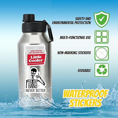 Miniatura 8 de Paquete de 200 calcomanías divertidas para adultos, botellas de agua con memes, impermeables, accesorios geniales para laptop, cascos, sarcásticos