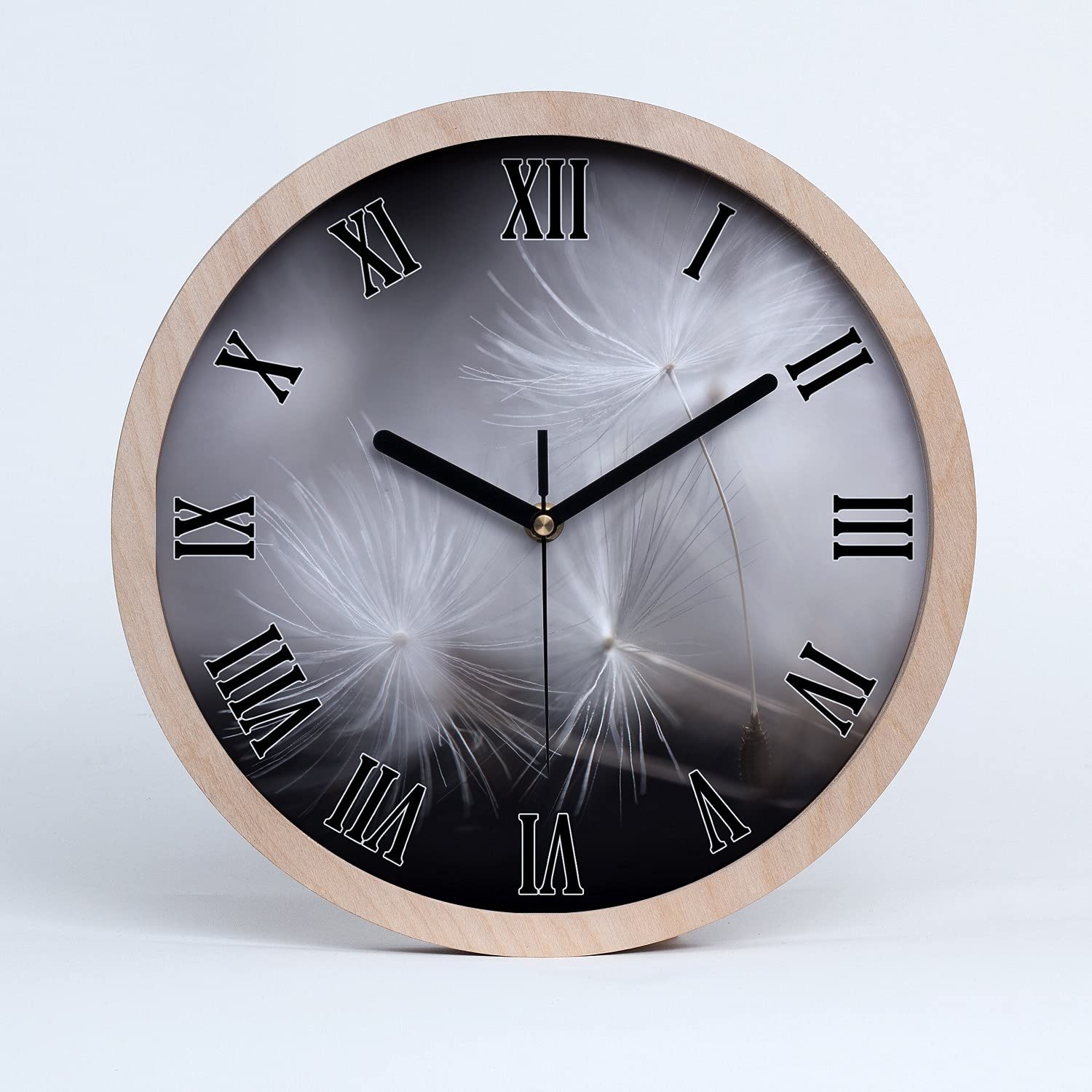 Horloge murale en bois pour salon moderne Tulup imprimé pissenlit 20cm