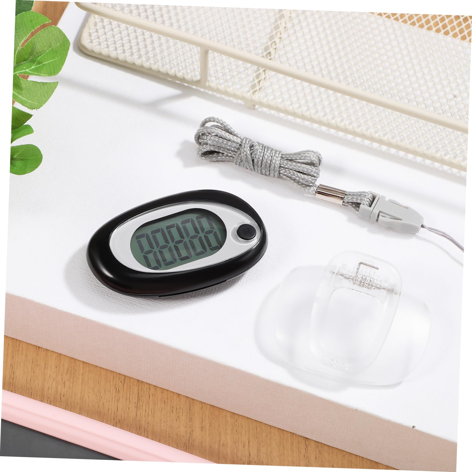 Abaodam Schrittzähler Theke zum Spazierengehen 3D Knöchel Schritte Sport Schalter Schlüssel Clips elektronisch für Lauftheke Wandern Spazierzähler Plastik Black
