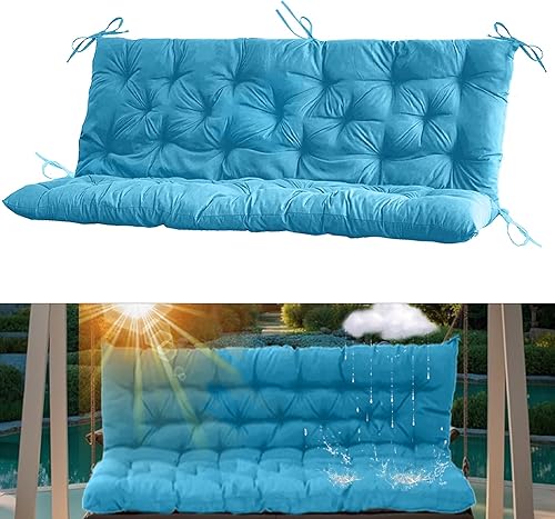 Miniatura 33 de Cojín para columpio de 2-3 plazas, cojines para exteriores con respaldo grueso de 4 pulgadas, almohadilla antidecoloración impermeable para jardín,