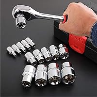 Vista 5 de Juego de llaves hembra E Torx con estuche, 1/4, 3/8, 1/2 pulgadas Drive E4-E24 Kit de llaves de torque externas, 14 piezas