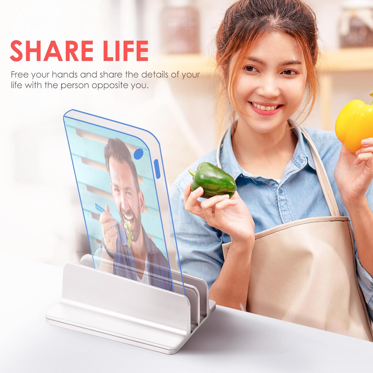 NUOBESTY Vertical Laptop Stand Dual-Slot Aluminum Alloy Desktop Holder for Laptops and Tablets Space-Saving Silver Rack Suitable for Office and Home Use