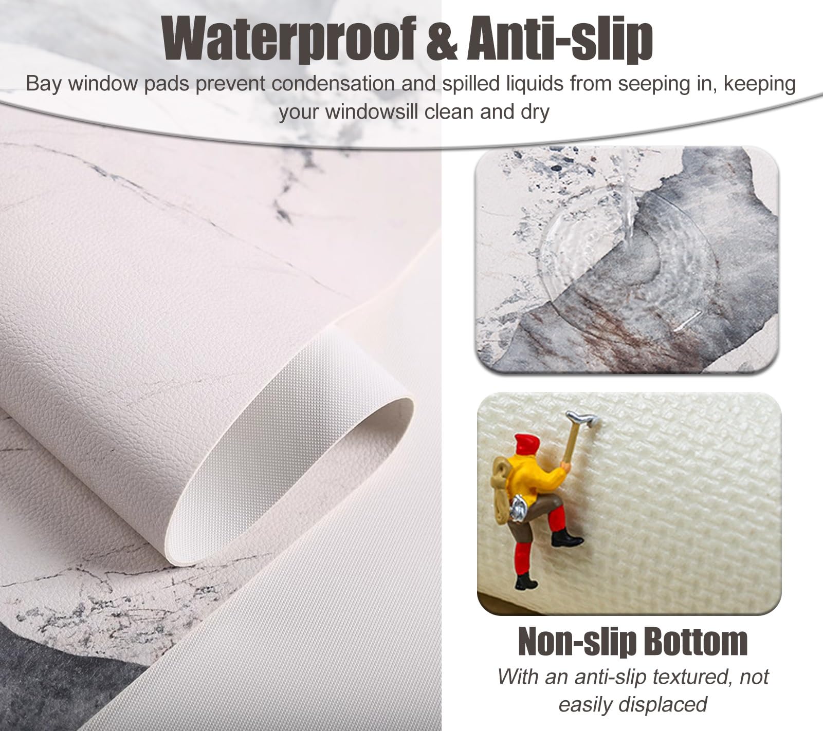 Tappetino per Davanzale Copridavanzale a Rullo con Motivo Marmorizzato, Protezione Impermeabile Antipolvere Davanzale, Cuscino Stretto Pelle Personalizzabile Davanzale(Style B,L90x25cm(35x10"))