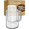 Glas Messbecher mit Ausguss - 1L & 500ml - Hitzebeständig & Mikrowellengeeignet - Präzise Skala - Ideal zum Backen, Kochen und Mischen (1000ml + 500ml)
