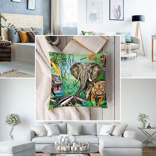 Miniatura 6 de Fundas de almohada de tigre de dibujos animados, cocodrilo, hipopótamo, elefante, fundas de almohada de safari africano, fundas de almohada de