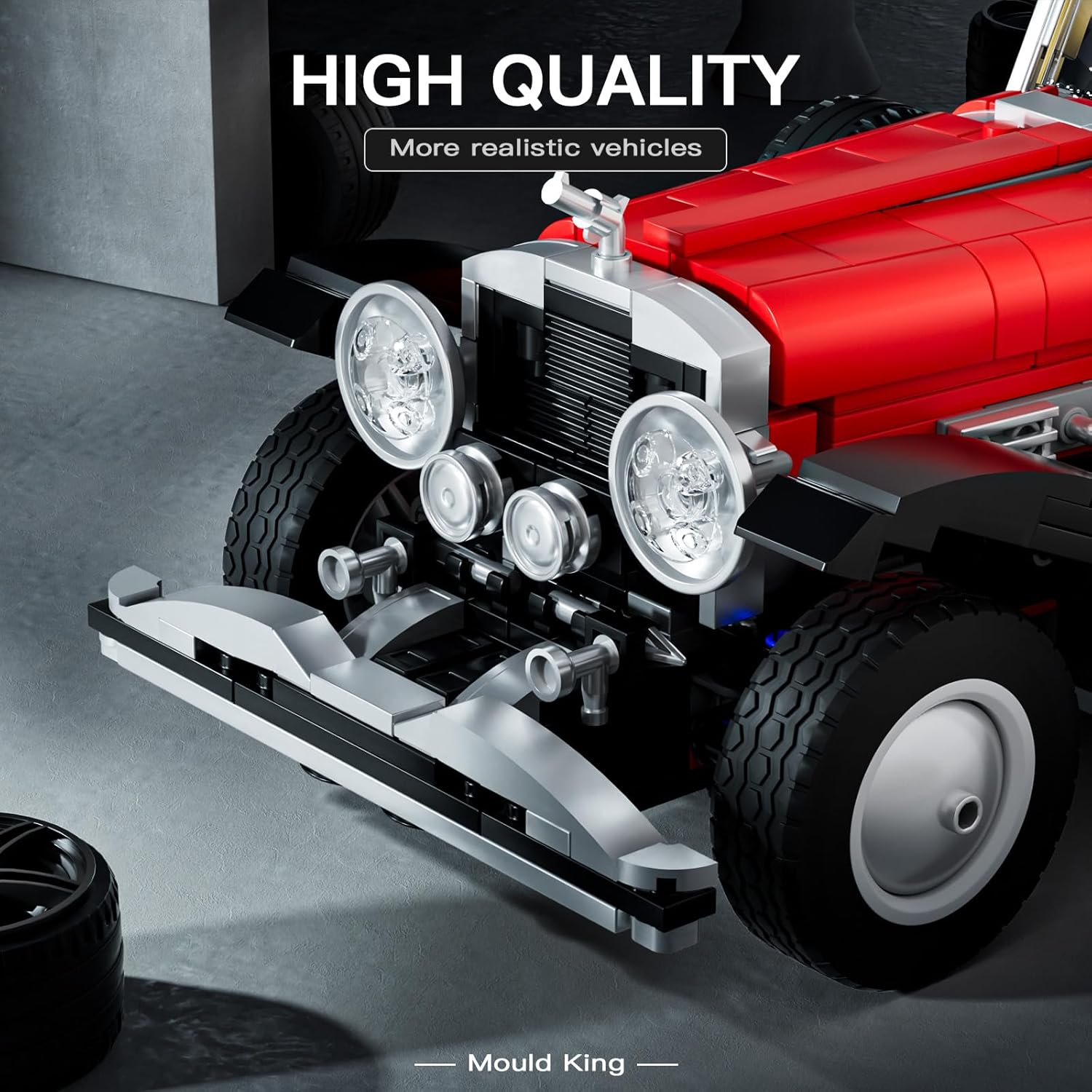 Mould King Classic Car Building Sets, 10114 Vintage Vehicle Model Build and Display, Collectible Retro Antique Vehicle Toys, Car Kits for Adults Aged 14+(1380 Pieces)