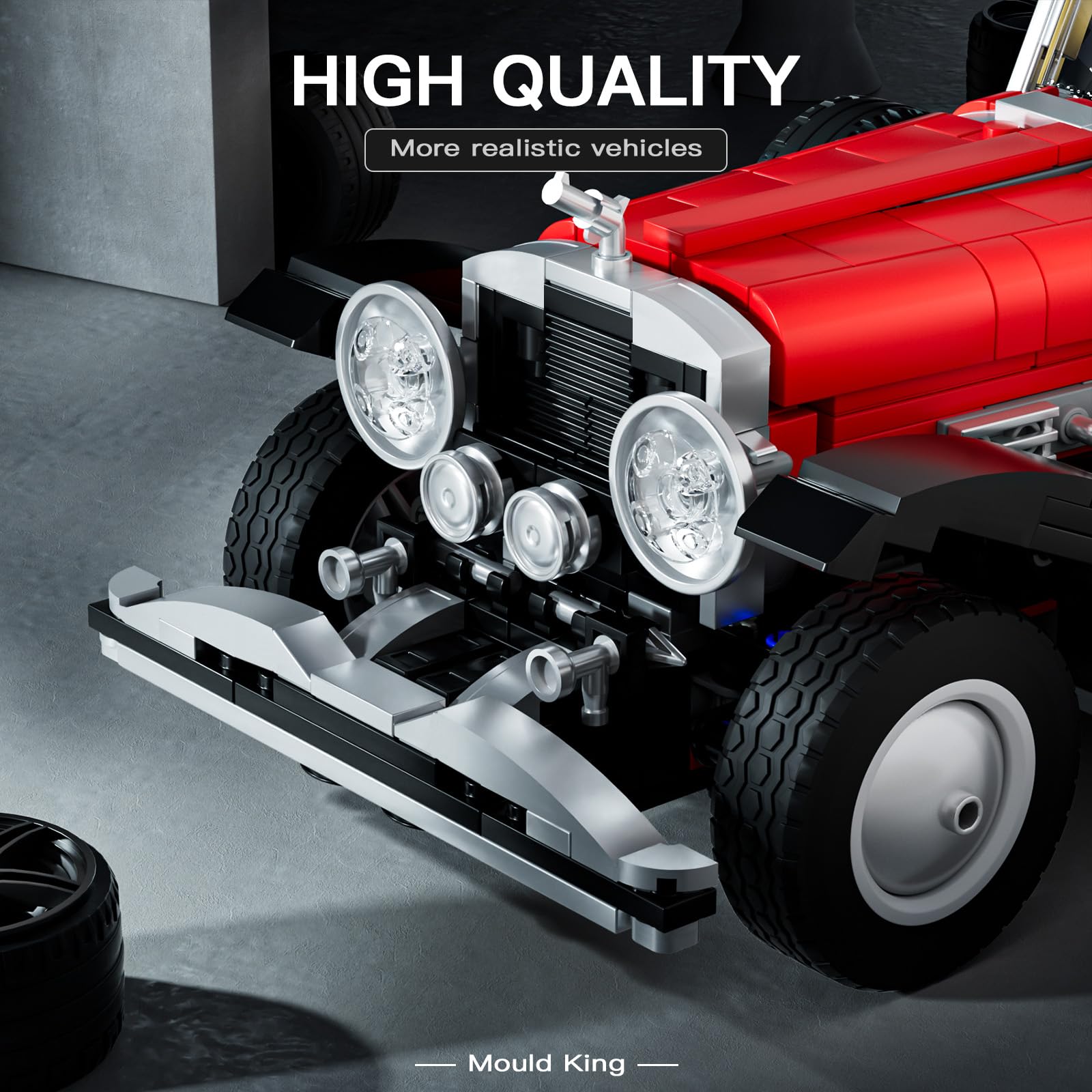 Mould King Classic Car Building Sets, 10114 Vintage Car Model Build and Display, Collectible Retro Antique Vehicle Toys, Car Kits for Adults and Boys Girls Kids Aged 14+(1380 Pieces)